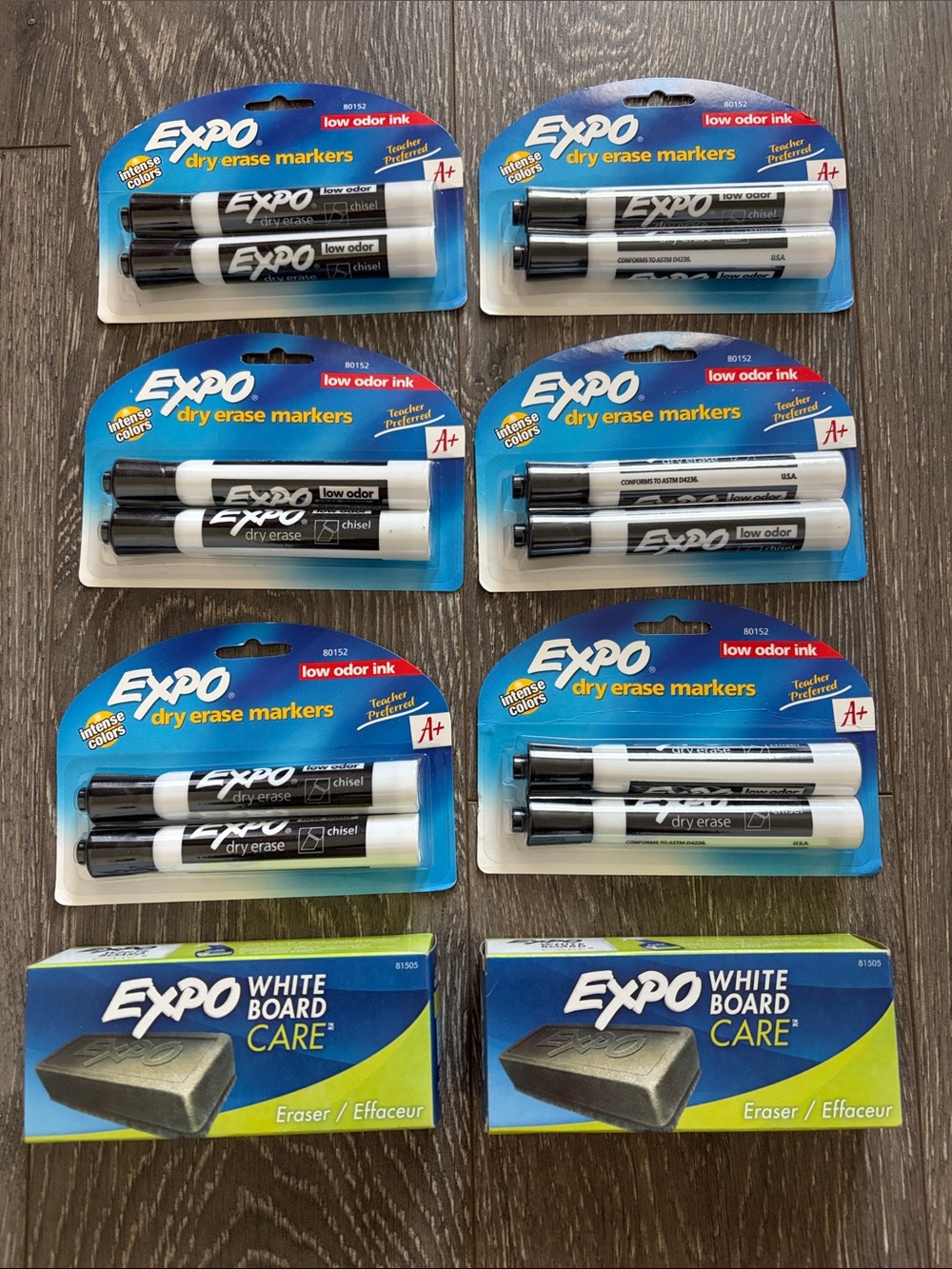 Teacher Supplies Bundle: Expo Dry Erase Markers & Whiteboard Erasers